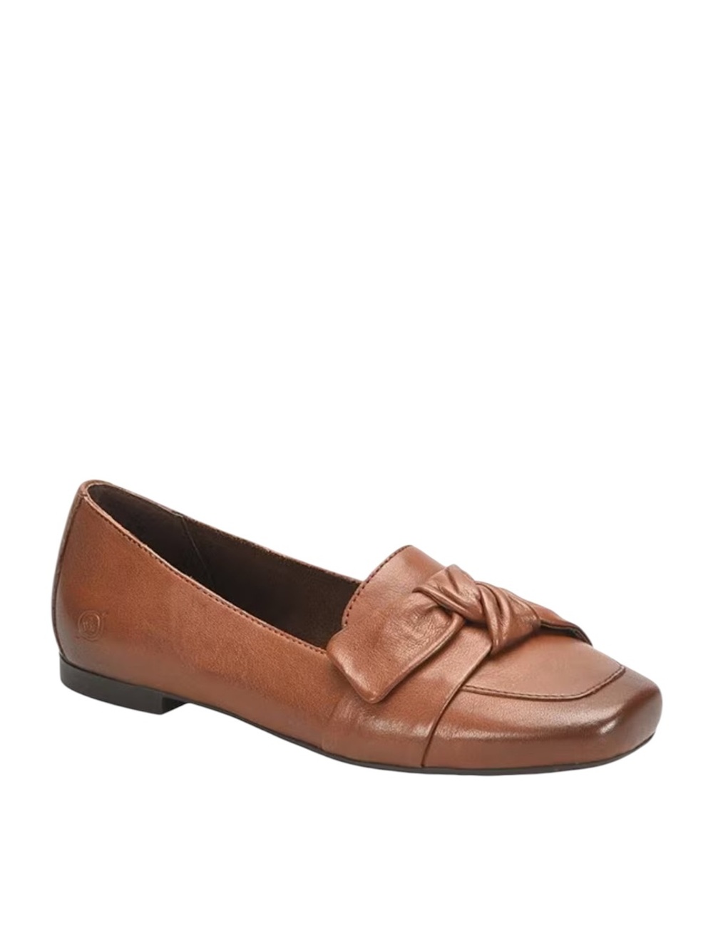 Born Carrine Bow Detail Leather Slip On Loafers 8.5 Tan Brown Leather